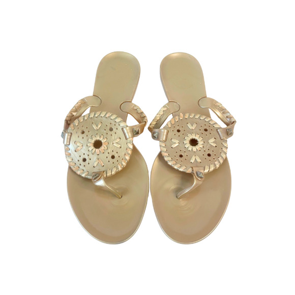 Jack Rogers Sandals Collins Jelly Thong Flip Flops Slip-On Gold Women’s Size 8 - Picture 2 of 8